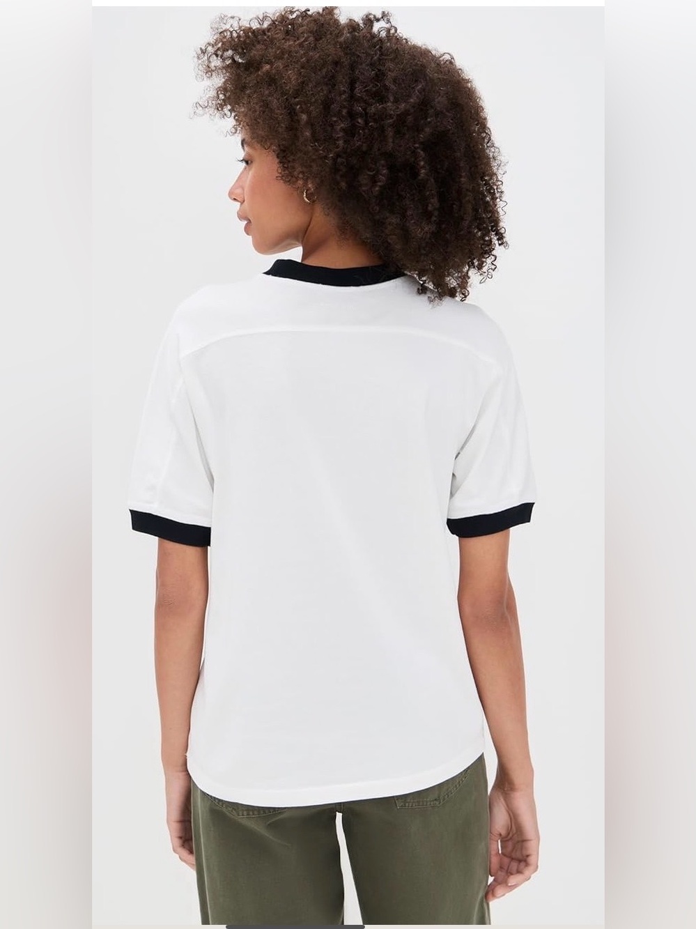 Anine Bing White Tee with Black Trim and Logo - Picture 2 of 3